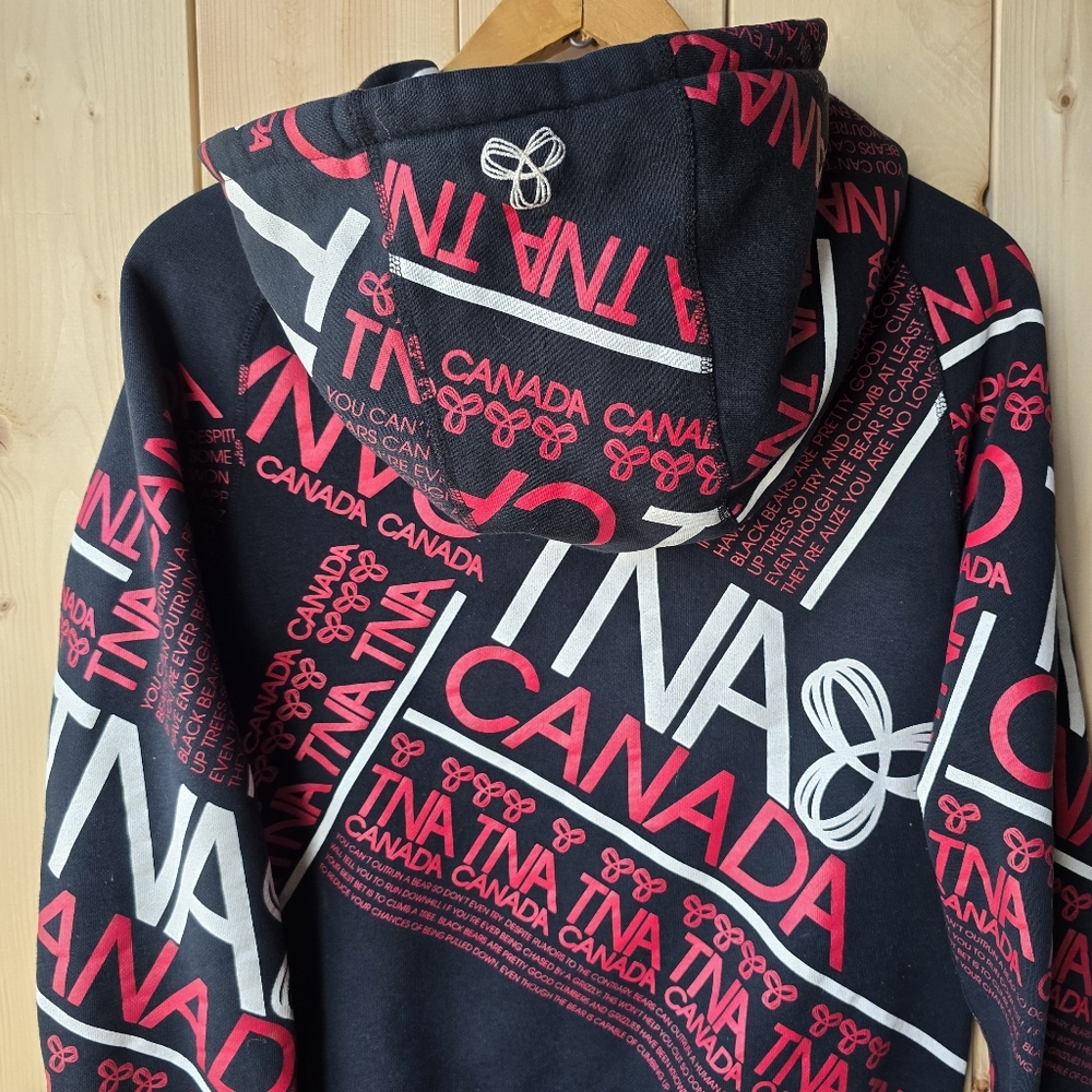 TNA Canada Zip Up Hoodie Black Red White Womens Medium - Picture 9 of 11